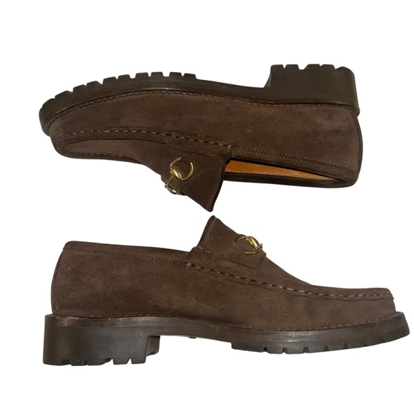 Gucci Suede Horsebit Lug Sole Classic Slip-On Loafers - Picture 2 of 7